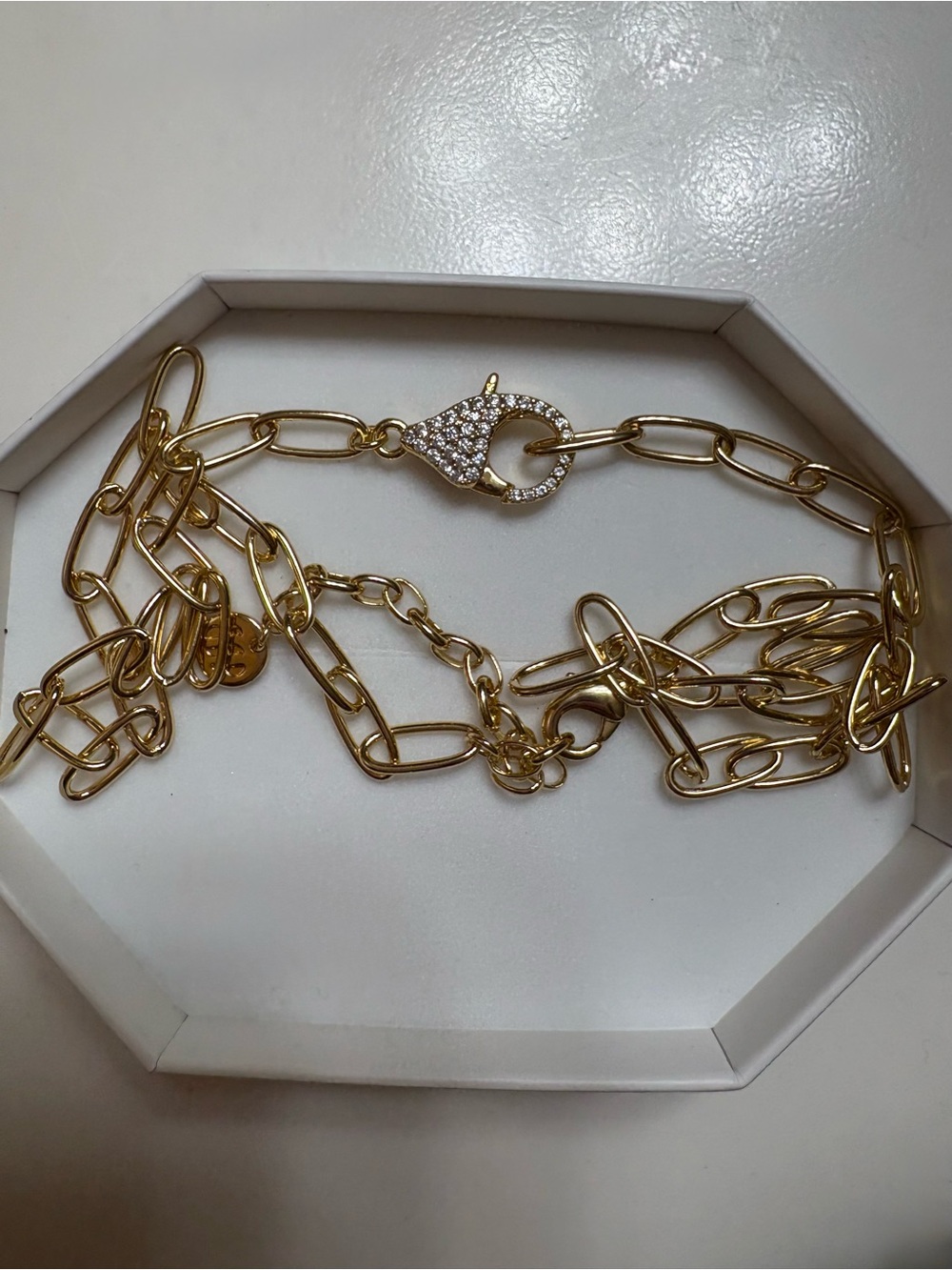 bp Gold-Tone Chain Necklace with Pavé Crystal Clasp